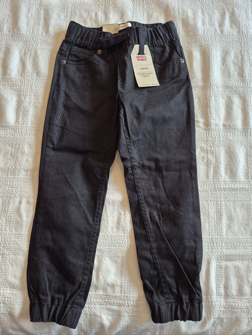 Levi's boys size 5 black twill jogger elastic waist NEW